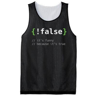 False Funny Coding Programmer Gift Computer Programming Mesh Reversible Basketball Jersey Tank