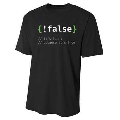 False Funny Coding Programmer Gift Computer Programming Performance Sprint T-Shirt