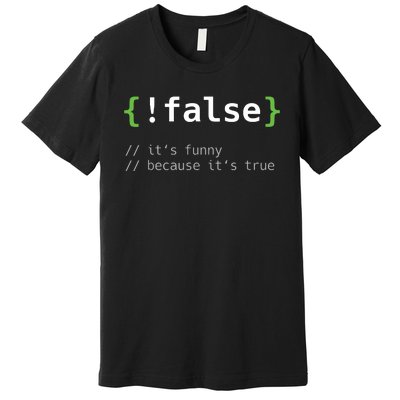 False Funny Coding Programmer Gift Computer Programming Premium T-Shirt