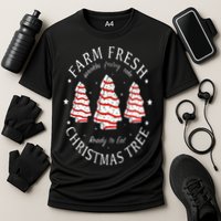 Farm Fresh Christmas Tree Cakes Funny Tree Farm Xmas Pajamas Cooling Performance Crew T-Shirt