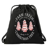 Farm Fresh Christmas Tree Cakes Funny Tree Farm Xmas Pajamas Drawstring Bag