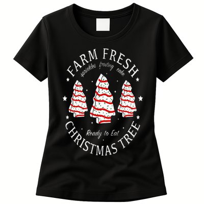 Farm Fresh Christmas Tree Cakes Funny Tree Farm Xmas Pajamas Womens T-Shirt