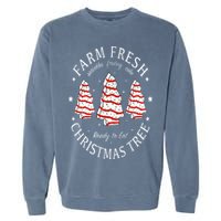 Farm Fresh Christmas Tree Cakes Funny Tree Farm Xmas Pajamas Garment-Dyed Sweatshirt