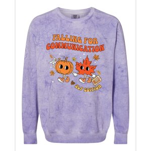 Falling For Communication Slp Edition Fall Thanksgiving Colorblast Crewneck Sweatshirt