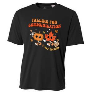 Falling For Communication Slp Edition Fall Thanksgiving Cooling Performance Crew T-Shirt