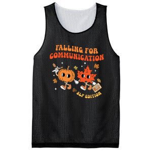 Falling For Communication Slp Edition Fall Thanksgiving Mesh Reversible Basketball Jersey Tank