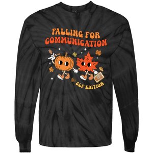 Falling For Communication Slp Edition Fall Thanksgiving Tie-Dye Long Sleeve Shirt