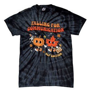 Falling For Communication Slp Edition Fall Thanksgiving Tie-Dye T-Shirt