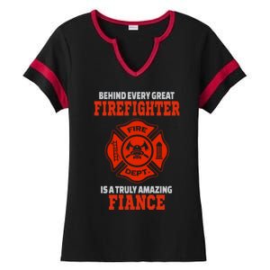 Firefighter Fiance Cool Gift Ladies Halftime Notch Neck Tee