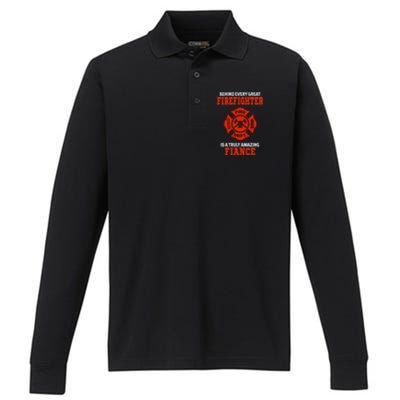 Firefighter Fiance Cool Gift Performance Long Sleeve Polo