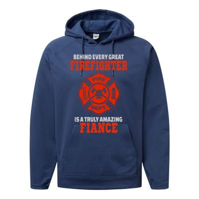 Firefighter Fiance Cool Gift Performance Fleece Hoodie