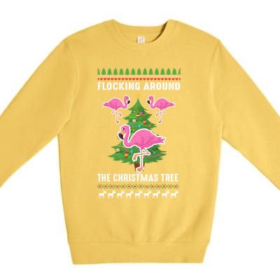 Flamingo Funny Christmas Tree Great Gift Premium Crewneck Sweatshirt