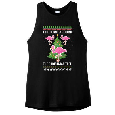 Flamingo Funny Christmas Tree Great Gift Ladies PosiCharge Tri-Blend Wicking Tank