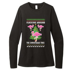 Flamingo Funny Christmas Tree Great Gift Womens CVC Long Sleeve Shirt