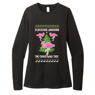 Flamingo Funny Christmas Tree Great Gift Womens CVC Long Sleeve Shirt