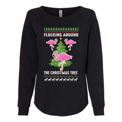 Flamingo Funny Christmas Tree Great Gift Womens California Wash Sweatshirt