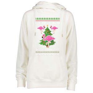 Flamingo Funny Christmas Tree Great Gift Womens Funnel Neck Pullover Hood