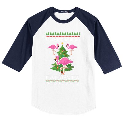 Flamingo Funny Christmas Tree Great Gift Baseball Sleeve Shirt