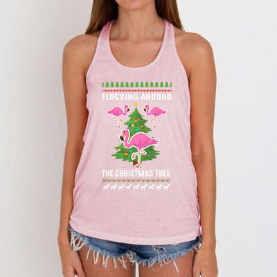 Flamingo Funny Christmas Tree Great Gift Women's Knotted Racerback Tank