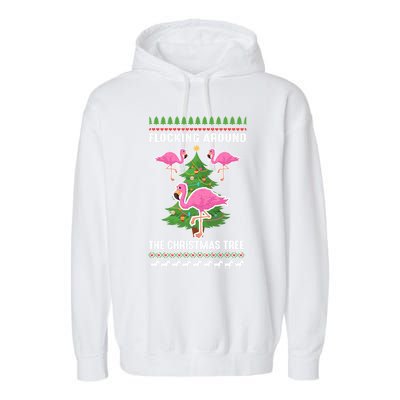 Flamingo Funny Christmas Tree Great Gift Garment-Dyed Fleece Hoodie