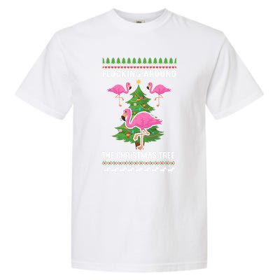 Flamingo Funny Christmas Tree Great Gift Garment-Dyed Heavyweight T-Shirt