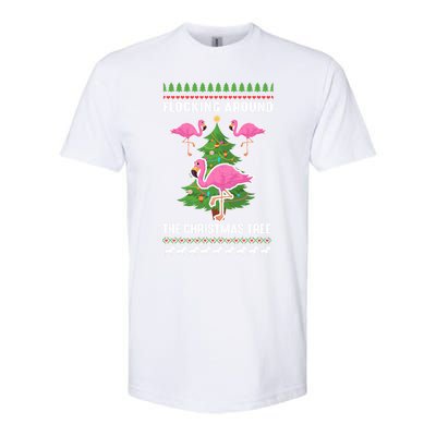 Flamingo Funny Christmas Tree Great Gift Softstyle CVC T-Shirt