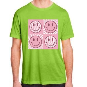 Funny Face Checkered Pattern Smile Face Meme Trendy Adult ChromaSoft Performance T-Shirt