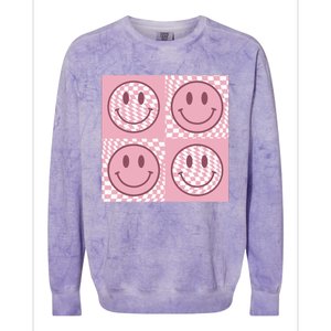 Funny Face Checkered Pattern Smile Face Meme Trendy Colorblast Crewneck Sweatshirt