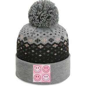 Funny Face Checkered Pattern Smile Face Meme Trendy The Baniff Cuffed Pom Beanie