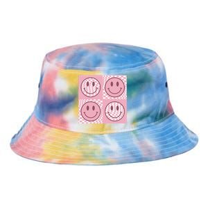 Funny Face Checkered Pattern Smile Face Meme Trendy Tie Dye Newport Bucket Hat