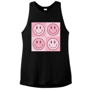 Funny Face Checkered Pattern Smile Face Meme Trendy Ladies PosiCharge Tri-Blend Wicking Tank