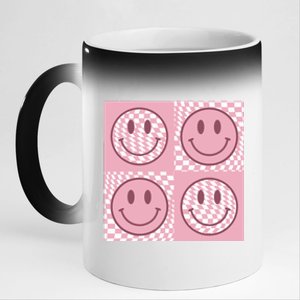 Funny Face Checkered Pattern Smile Face Meme Trendy 11oz Black Color Changing Mug