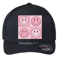 Funny Face Checkered Pattern Smile Face Meme Trendy Flexfit Unipanel Trucker Cap