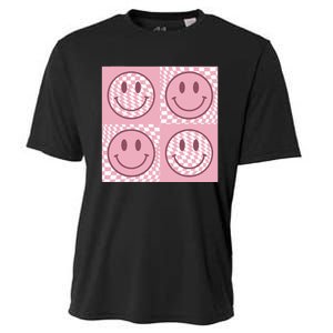 Funny Face Checkered Pattern Smile Face Meme Trendy Cooling Performance Crew T-Shirt