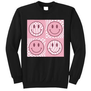 Funny Face Checkered Pattern Smile Face Meme Trendy Sweatshirt