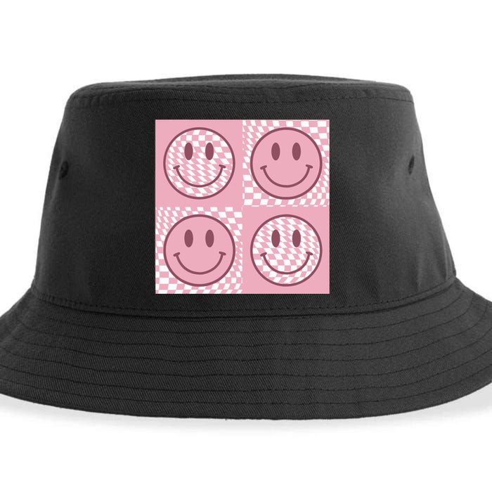 Funny Face Checkered Pattern Smile Face Meme Trendy Sustainable Bucket Hat