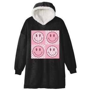 Funny Face Checkered Pattern Smile Face Meme Trendy Hooded Wearable Blanket