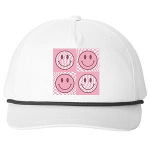 Funny Face Checkered Pattern Smile Face Meme Trendy Snapback Five-Panel Rope Hat