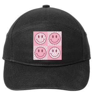 Funny Face Checkered Pattern Smile Face Meme Trendy 7-Panel Snapback Hat