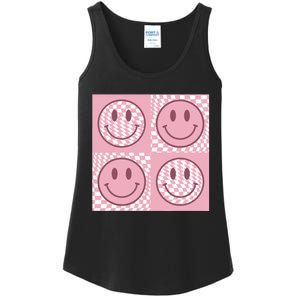 Funny Face Checkered Pattern Smile Face Meme Trendy Ladies Essential Tank