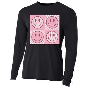 Funny Face Checkered Pattern Smile Face Meme Trendy Cooling Performance Long Sleeve Crew