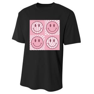 Funny Face Checkered Pattern Smile Face Meme Trendy Performance Sprint T-Shirt