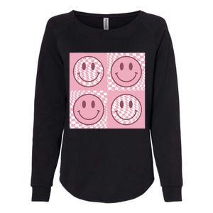 Funny Face Checkered Pattern Smile Face Meme Trendy Womens California Wash Sweatshirt