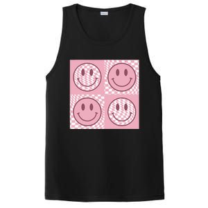 Funny Face Checkered Pattern Smile Face Meme Trendy PosiCharge Competitor Tank