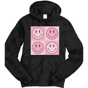 Funny Face Checkered Pattern Smile Face Meme Trendy Tie Dye Hoodie