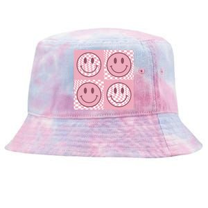 Funny Face Checkered Pattern Smile Face Meme Trendy Tie-Dyed Bucket Hat