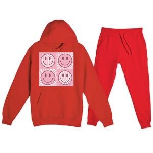 Funny Face Checkered Pattern Smile Face Meme Trendy Premium Hooded Sweatsuit Set