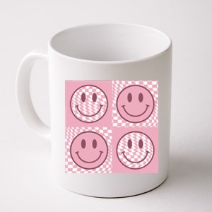 Funny Face Checkered Pattern Smile Face Meme Trendy Coffee Mug