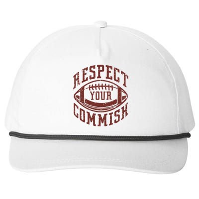 Fantasy Football Champion Funny Respect Your Commish Snapback Five-Panel Rope Hat