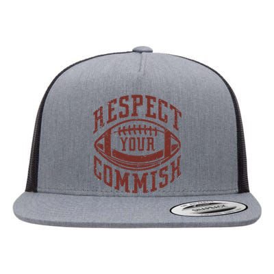 Fantasy Football Champion Funny Respect Your Commish Flat Bill Trucker Hat